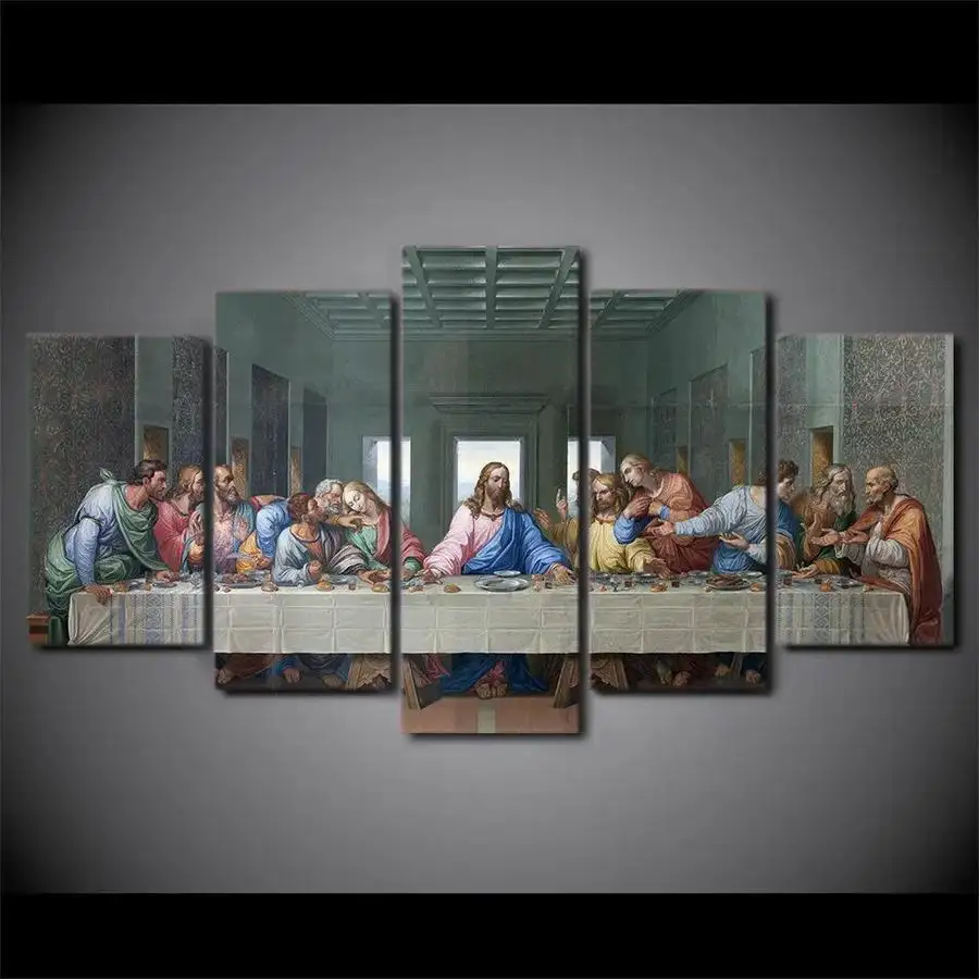 Diy Diamond Painting 5 Piece Set The Last Supper Full Square Round Drill Mosaic Embroidery Religious Jesus Wall Decor AA5280