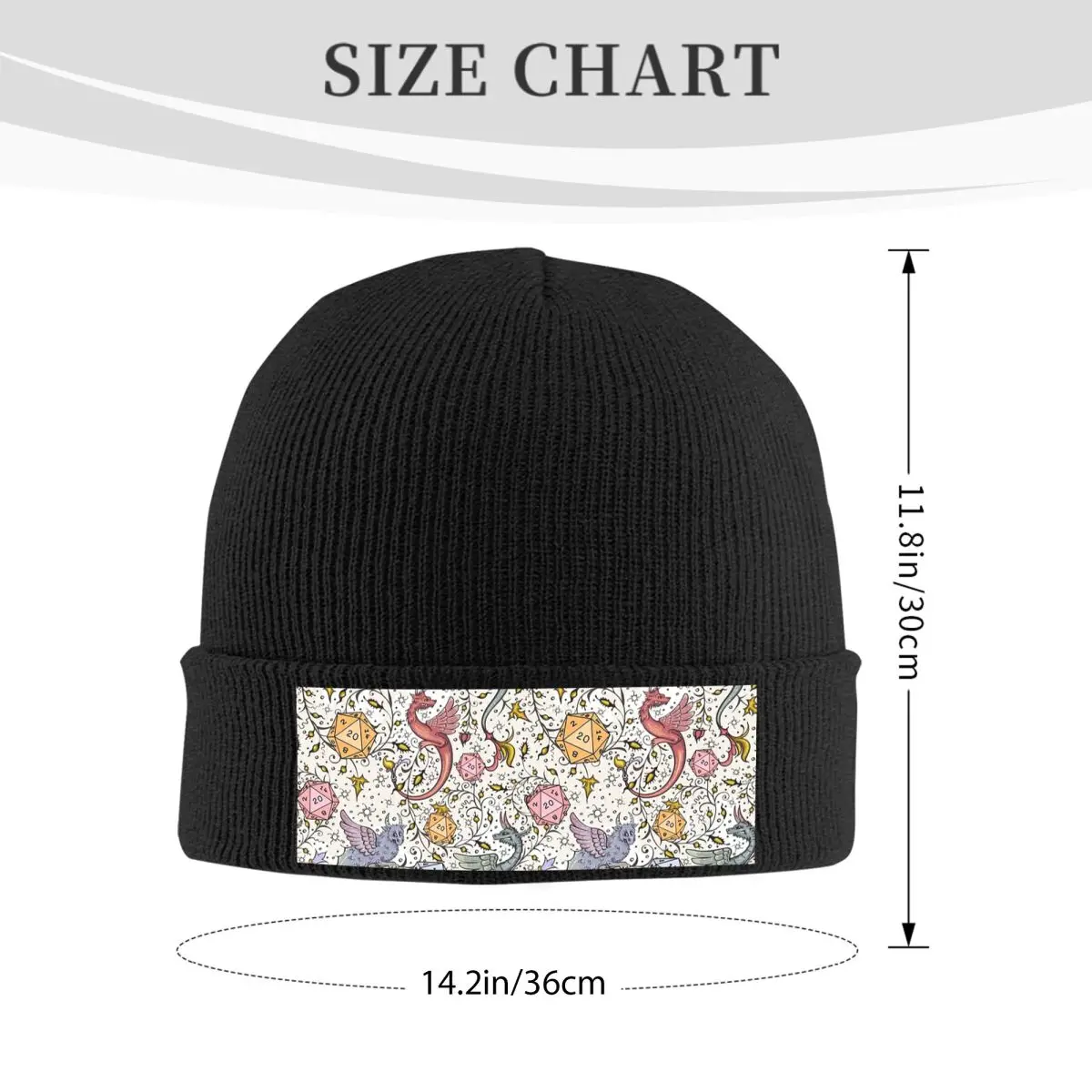 Medieval Dragon And D20 Dice Dnd Pattern Warm Knitted Cap Winter Knit Bonnet Hat Skullies Beanies Hip Hop Caps for Unisex