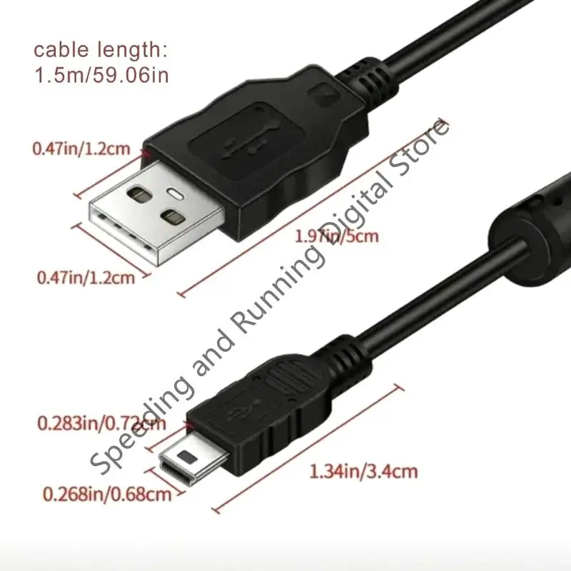 150cm USB Cable 2.0 Type A Male to Mini B 5 Pin 5P T Port Mini USB Camera Data Cable for MP3 MP4 Camera Phone HardDisk