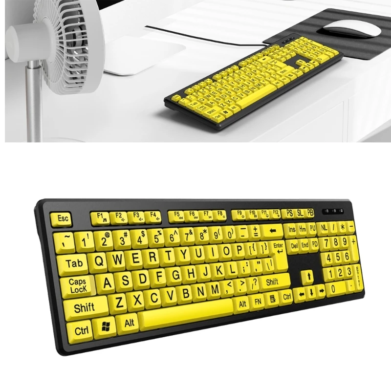 USB LED Keyboard 104Keys, Large Print Computer Keyboard Suitable for Elderly and Visually Perfect for Seniors Use 896C