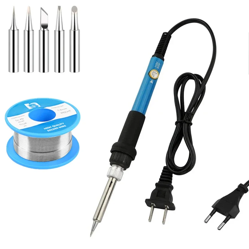 Ferro de solda ajustável 110V/220V 60W, ferramenta profissional de reparo com caneta de solda quente.