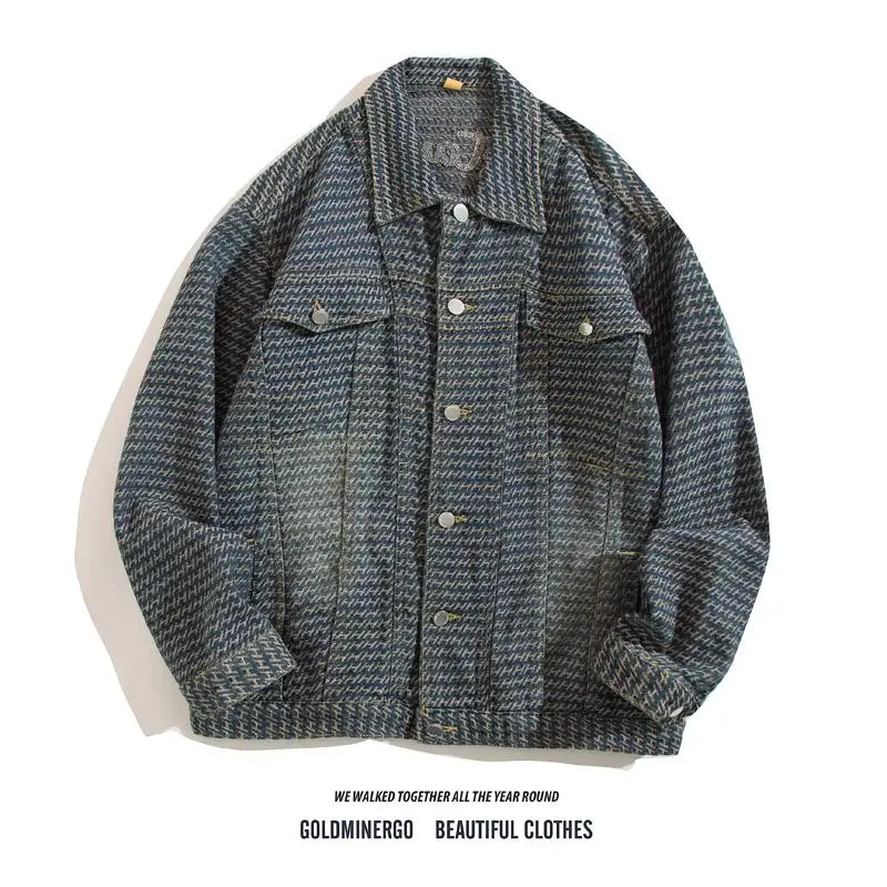 

Мужская джинсовая куртка с вышивкой в стиле ретро, весенне-осенняя свободная универсальная вышитая верхняя одежда Haome Ba