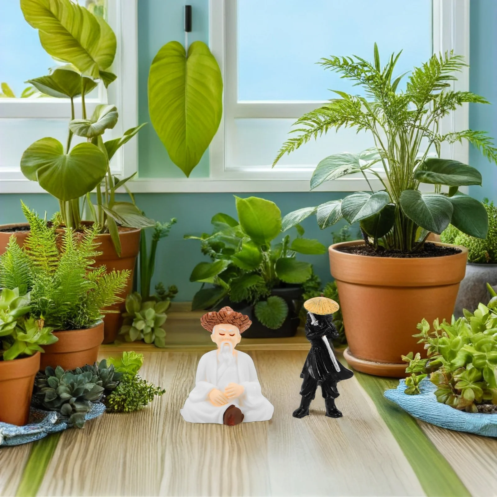 

6pcs Mini Creative Statue Resin Fishing Man For Bonsai Garden Courtyard Decoration Chinese Style Outdoor Mini Decor