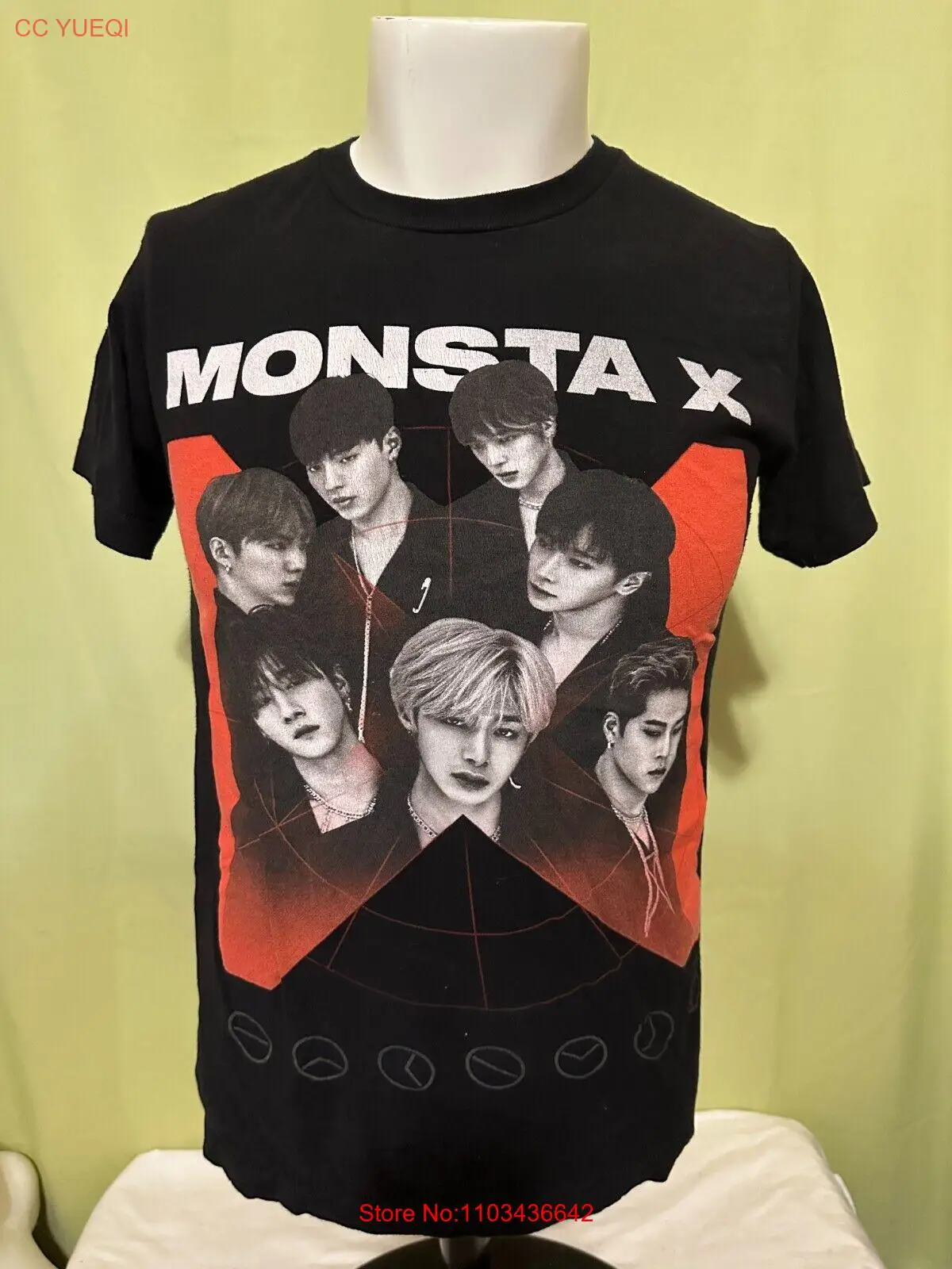 Monsta X K Pop Men's Black T Shirt Size Medium Tour Shirt