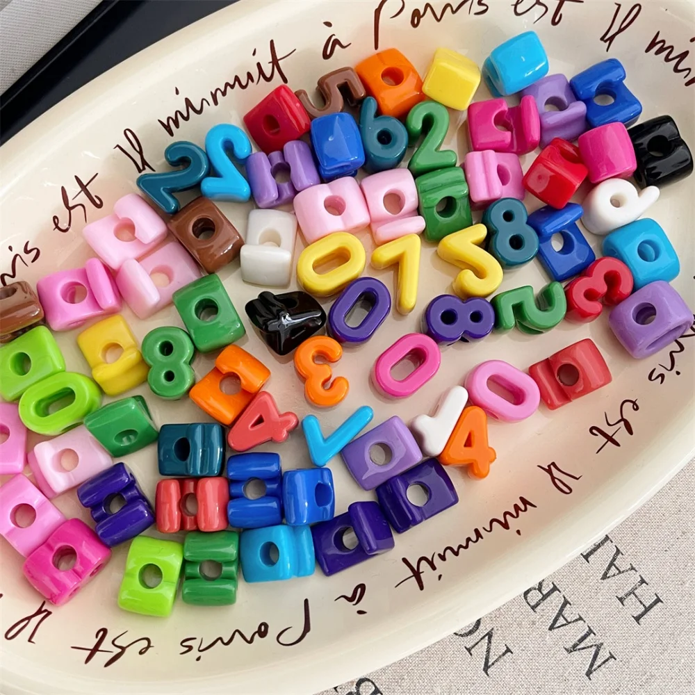 50pcs 14mm-20mm Acrylic large hole letters and numbers beads for DIY Jewelry MakingBracelet Necklace Keychain Materials