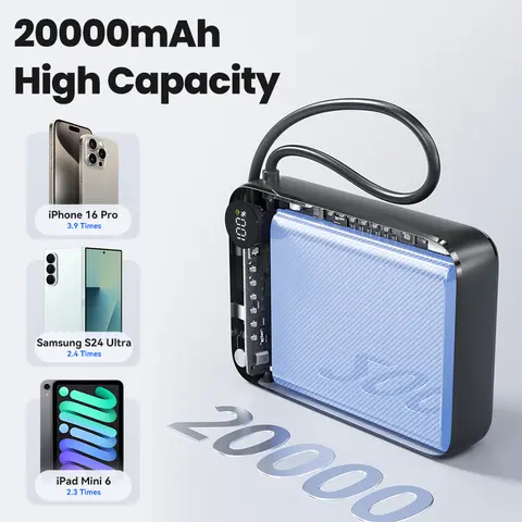 Toocki 20000 mAh Powerbank PD 22,5 W Schnelllade-Display Power Bank mit Typ-C-Kabel für iPhone 14 15 16 Samsung S23 Xiaomi 12
