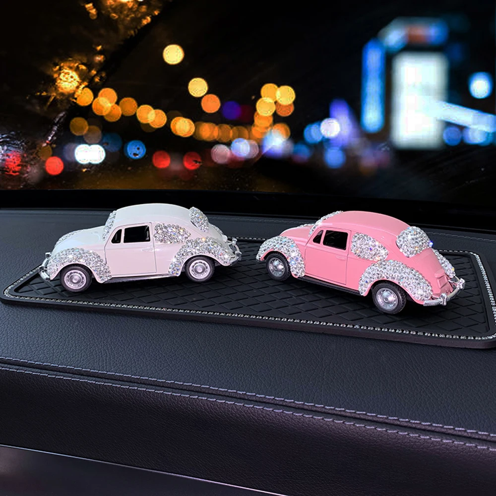 Luxury Rhinestone Car Dashboard Ornaments Diamond Lovely Small Vehicle Model Ornaments Bling Auto Interior Accessories for Women
