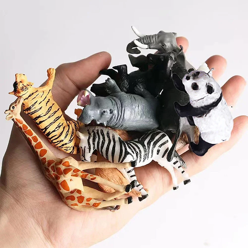 12pcs Realistic Safari Animal Figurine Simulation Model Mini Farm Woodland Animal for Kids Party Favor Preschool Educational Toy