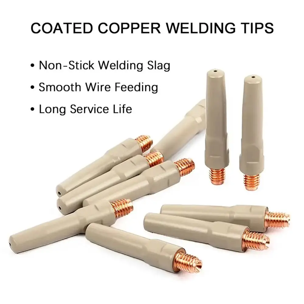 1Pcs Durable Coating Protect Welding Contact Tips 0.8/1.0/1.2mm Copper MIG Nozzle Tip Conductive 45mm Welding Tool Parts