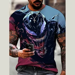 男性用ヴェノムTシャツ,スパイダーマン,3Dプリント,スーパーヒーロー,特大の服,夏服,新品