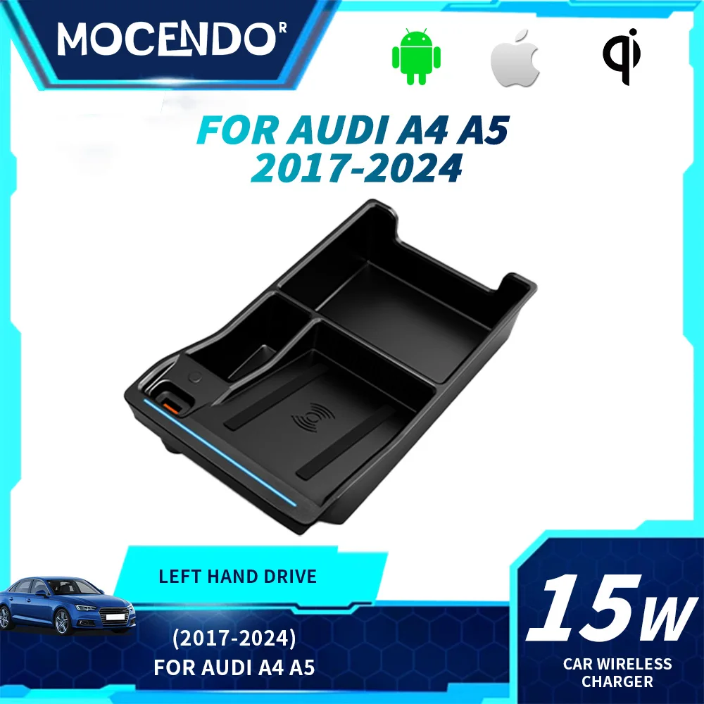 15W For Audi A4 B9 8W 2016~2022 2017 2018 2019 2020 2021 Car Wireless Charger Fast Charging Mobile Phone Charging Holder