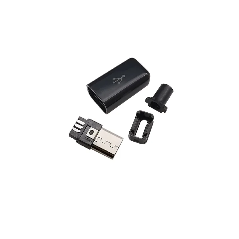 10Pcs Micro USB 5Pin Male Plug Connector Welding Type DIY Data Cable Accessories 5P MicroUSB Tail Charging Socket 4 in 1 Black view 2