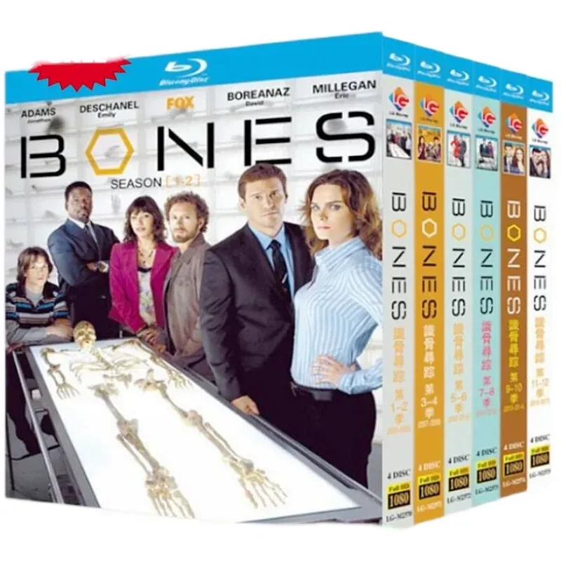 BD Blu-ray American Drama Bones Season 1-12 High Definition 24 DVD Disc Box Collection