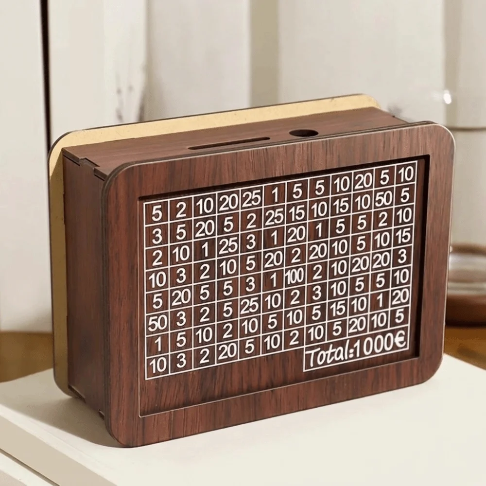 Large Capacity Wooden Piggy Bank Durable with Saving Goal and Numbers Savings Challenge Box Handmade Target Goal Savings Box