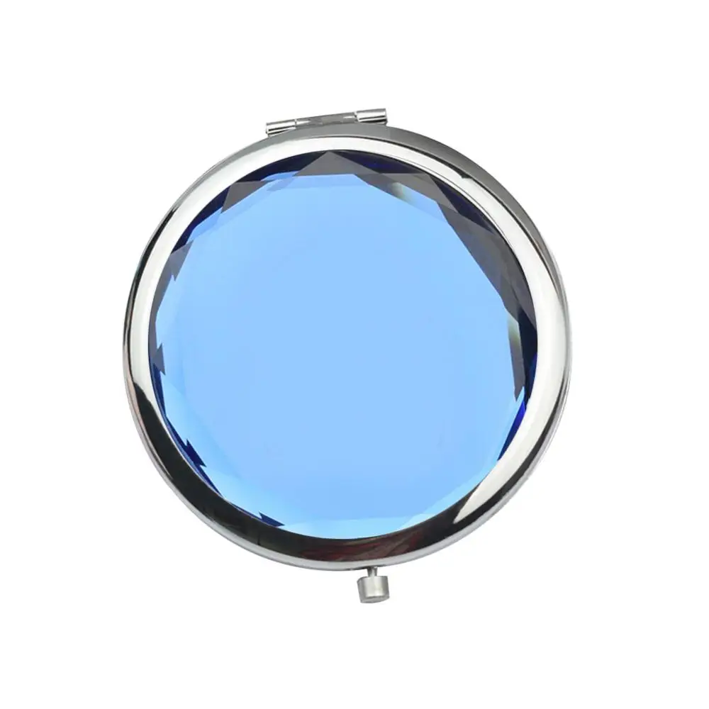 Makeup Mirror Round Mini Portable Women Double Sided Folding Faux Crystal Pocket Makeup Mirror