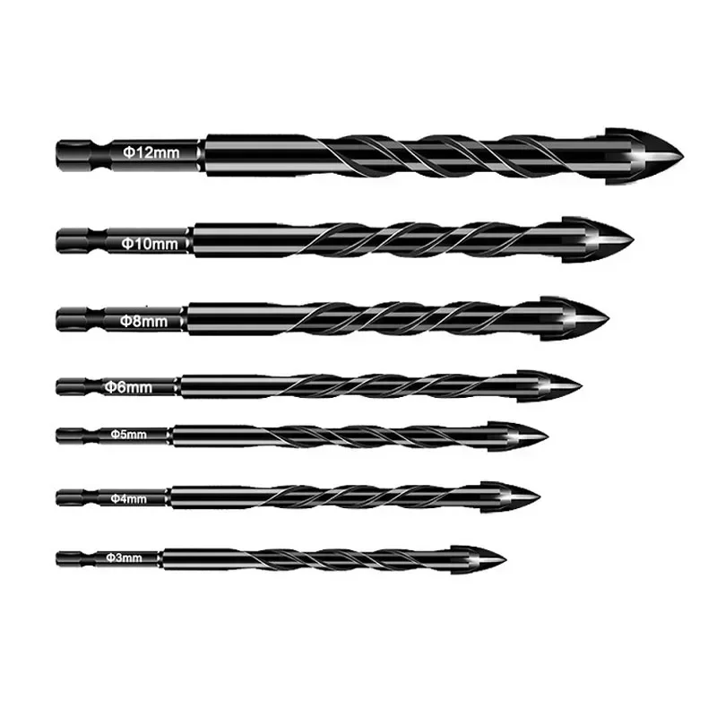 

Cross Hex Tile Drilling Bit 3-12mm Concrete Impact Glass Drill Special for Hexagonal Shank Hard Multifunctional Drilling Bit