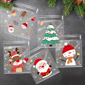 Sealed Christmas Bags, Disposable Sweets and OPP cookies, festive cartoon, holiday gift, 100pcs 10 Main Sales Packaging Christmas - №4