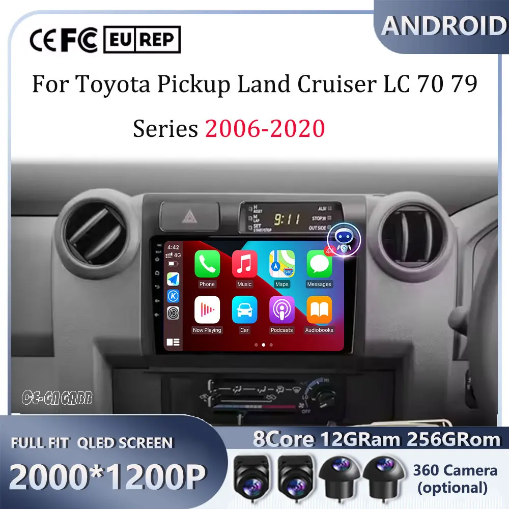 

9 Android 16 For Toyota Pickup Land Cruiser LC 70 79 Series 2006-2020 Car Radio Wireless CarPlay Android Auto Multimedia Player