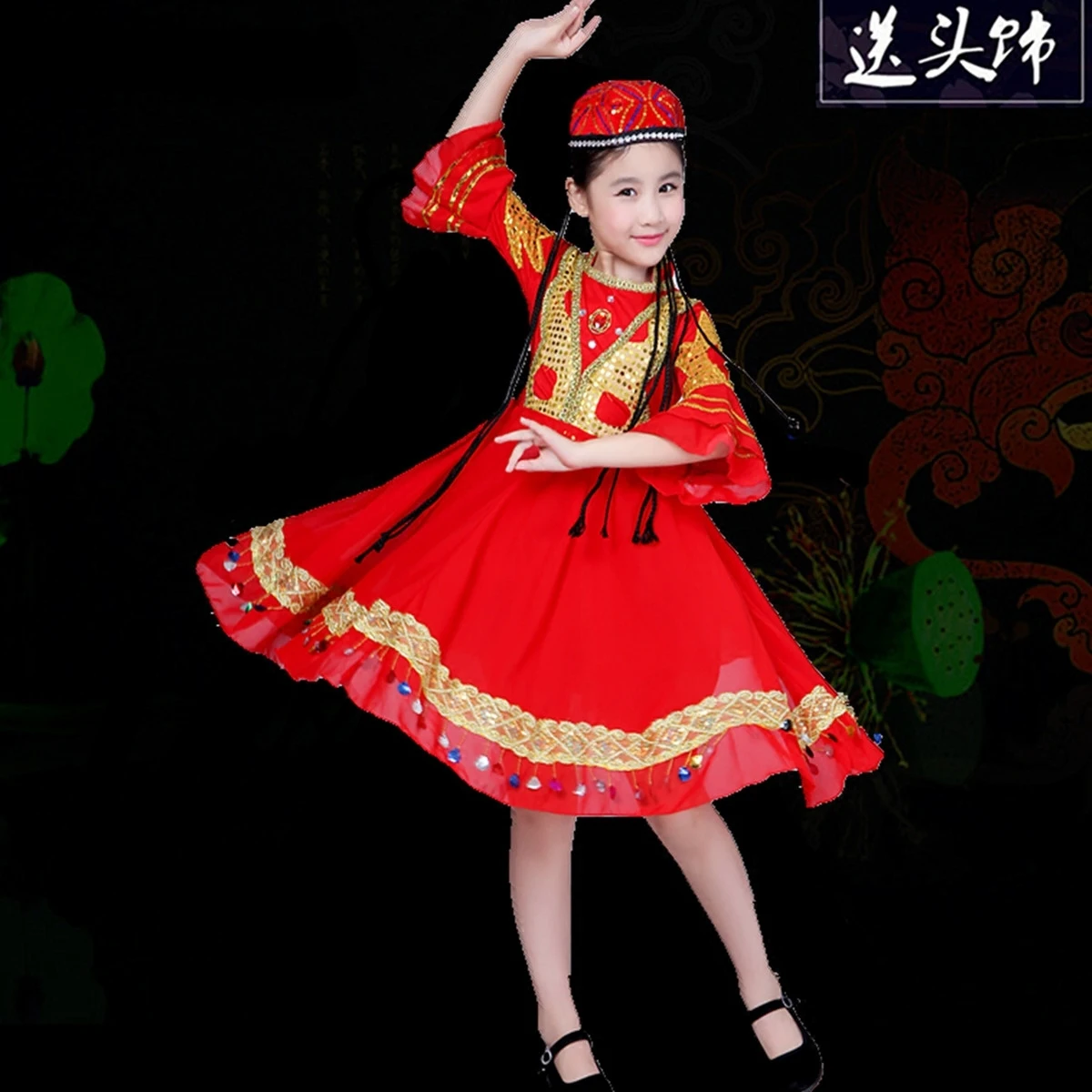 The new sixty-one children's clothing for men and women dance dance big skirt China's Xinjiang Uygur Kazak Hui