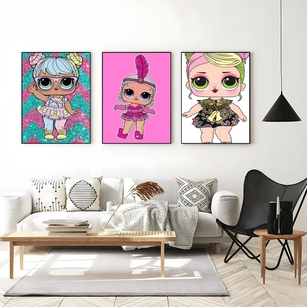 1pc Dolls L-LOLs Cute SURPRISE Poster Self-adhesive Art Poster Waterproof Paper Sticker Coffee House Bar Room Wall Decor