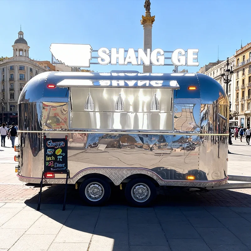 Remolque de Comida Móvil para Exteriores, Remolque de Comida para Hot Dogs, Doner Kebab, Hamburguesas, Pizza y Pasta, con Equipamiento de Cocina Completo