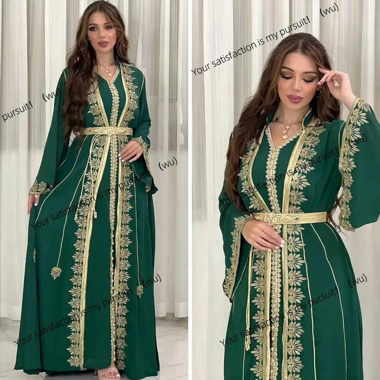 Große Größe Damen Robe Mode Stickerei Langarm Rock Damen Kleidung Kleidung Herbst