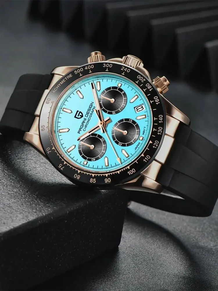 PAGANI DESIGN 40MM V2 klassische Business-Herren-Quarzuhren, Saphir-Retro-Chronograph, Edelstahl, wasserdichte Uhren für Herren