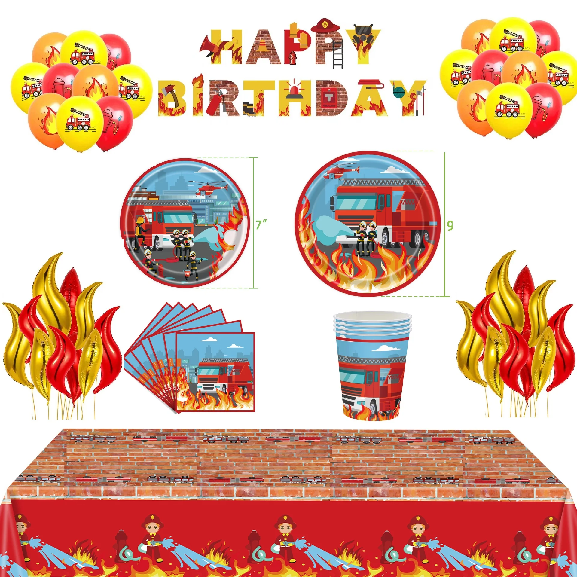 Brandweerwagen Thema Wegwerp Servies Kids Verjaardagsfeestje Papier Bord Cup Servet Brandweerman Jongen Baby Shower Party Decor Benodigdheden