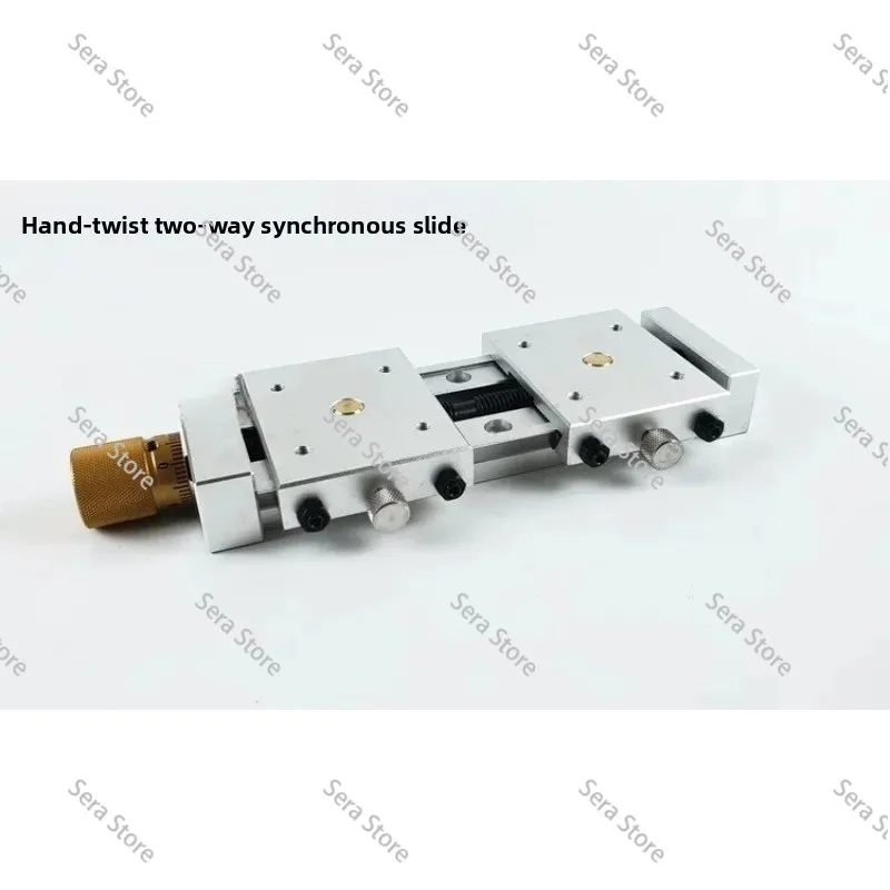 80mm Synchronous Opening Closing Bidirectional Dovetail Slide Table with Lead Screw Cast Iron Handwheel Manual Worktable