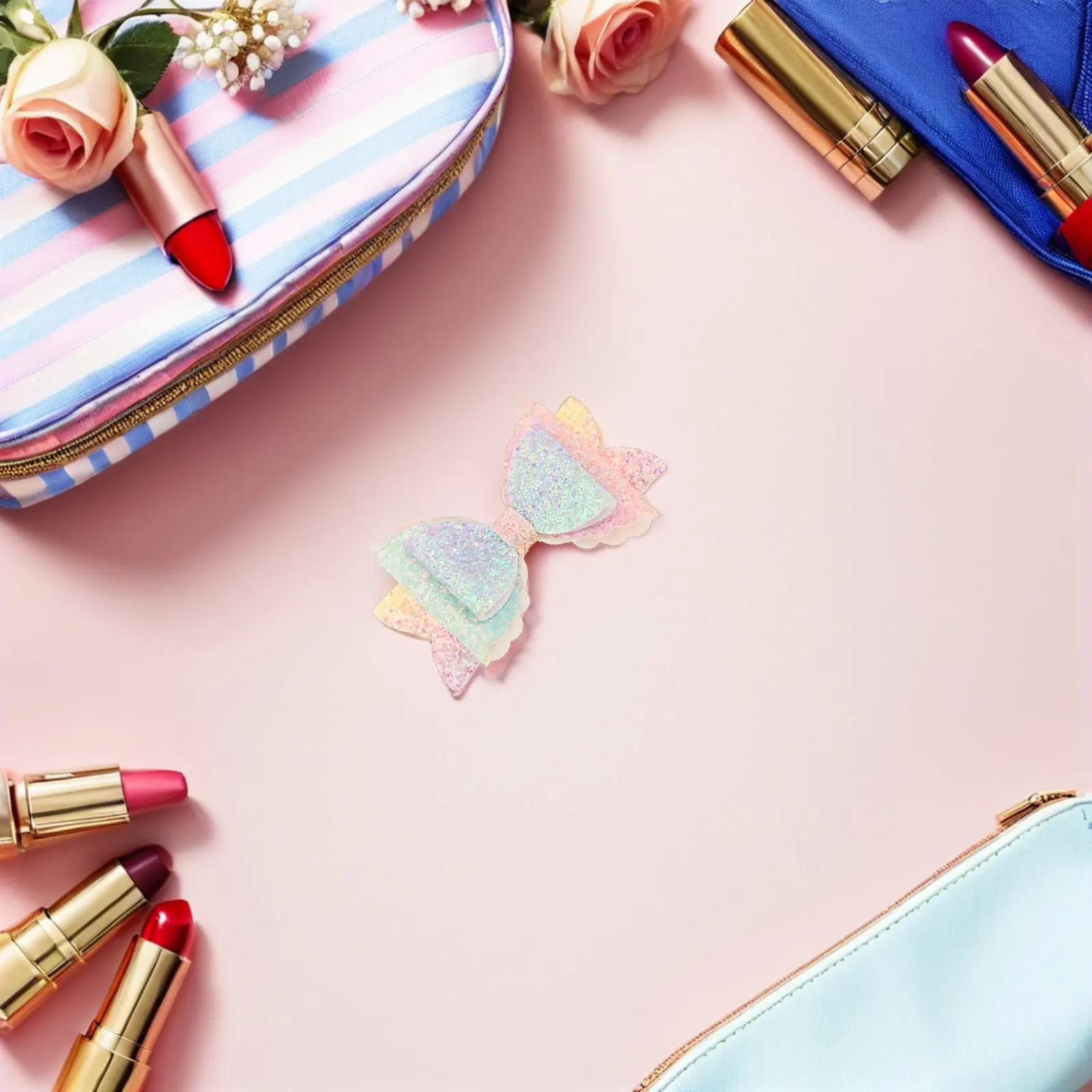 

5Pcs Children's Rainbow Sequin Hair Bows Clips Soft Synthetic Sparkly Alligator Clips for Toddlers Baby Girls Parties