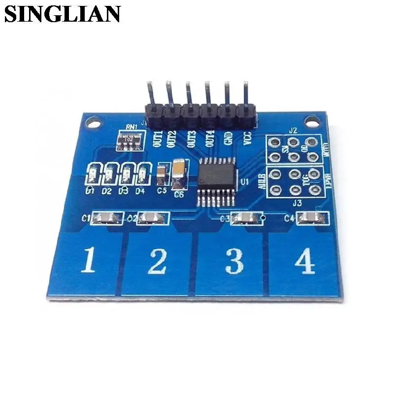 TTP224 4-Canal Digital Sensor de Toque Capacitivo Módulo Interruptor de Toque Módulo