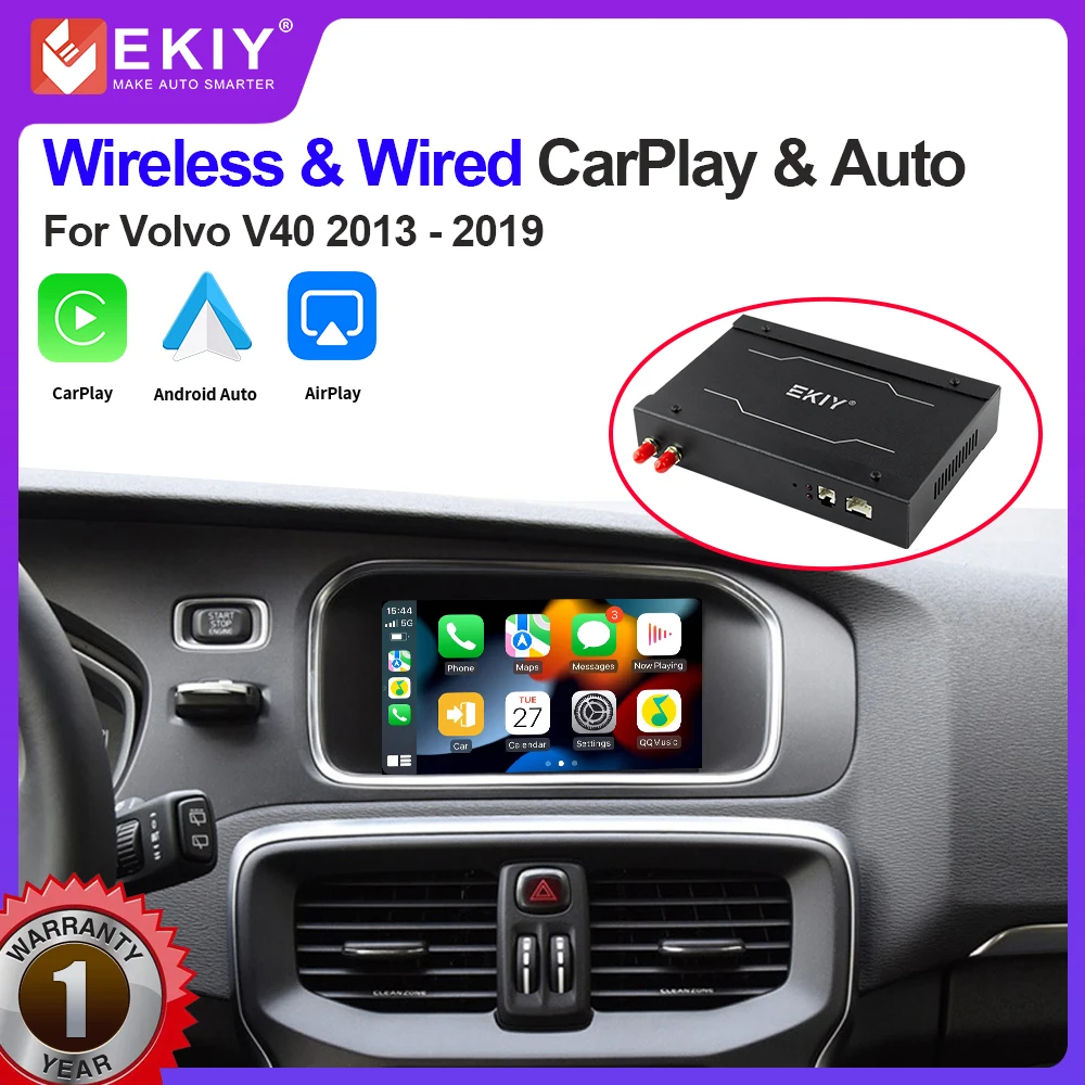 EKIY Wireless CarPlay Module for Volvo V40 2013 - 2017 XC60 S60 V60 S80 Android Auto Box Mirror Link AirPlay Car Play Function