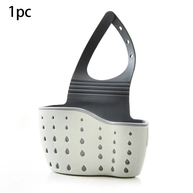 Sink Draining Hanging Basket Adjustable Kitchen Accessories Rubber Sink Bag Soap Sponge Shelf Faucet Holder for Bathroom 1PC — 1