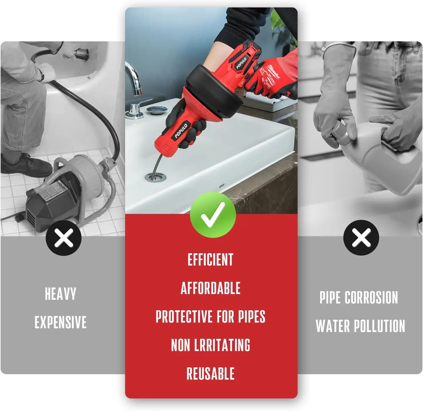 12V Draadloze Elektrische Afvoerslang met Automatische Voeding, 5,1m Kabel voor Verstoppingen in Gootsteen, Douche & Bad in 3/4'-2' Leidingen