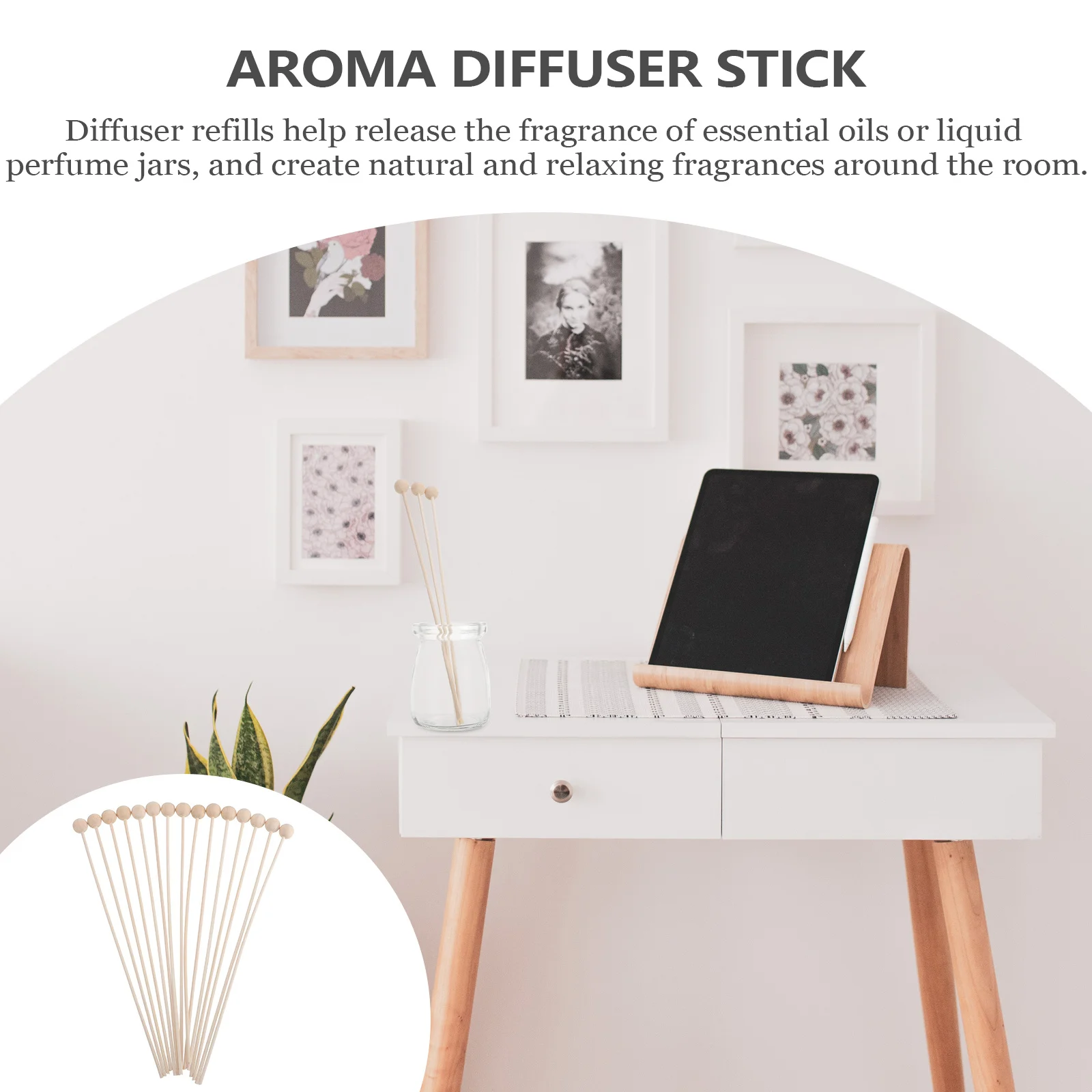 

15Pcs Aroma Diffuser Stick Wood Bead Diffuser Sticks for Essential Oil Perfume Home Office Bedroom Bathroom Kitchen Living Room