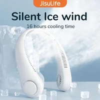 Ventilateur de cou portable JISULIFE, batterie rechargeable 4000 mAh, 5 vitesses réglables, tour de cou mains libres sans pales et flexible pour le sport 1