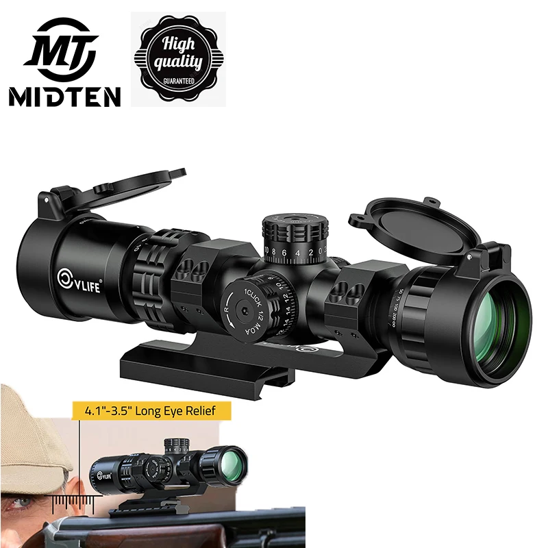 MidTen JackalHowl Z03 2-10x32 MPVO AO Rifle Scope 5 Levels Illumination Reticle Parallax Second Focal Plane Scopes with Zero Res