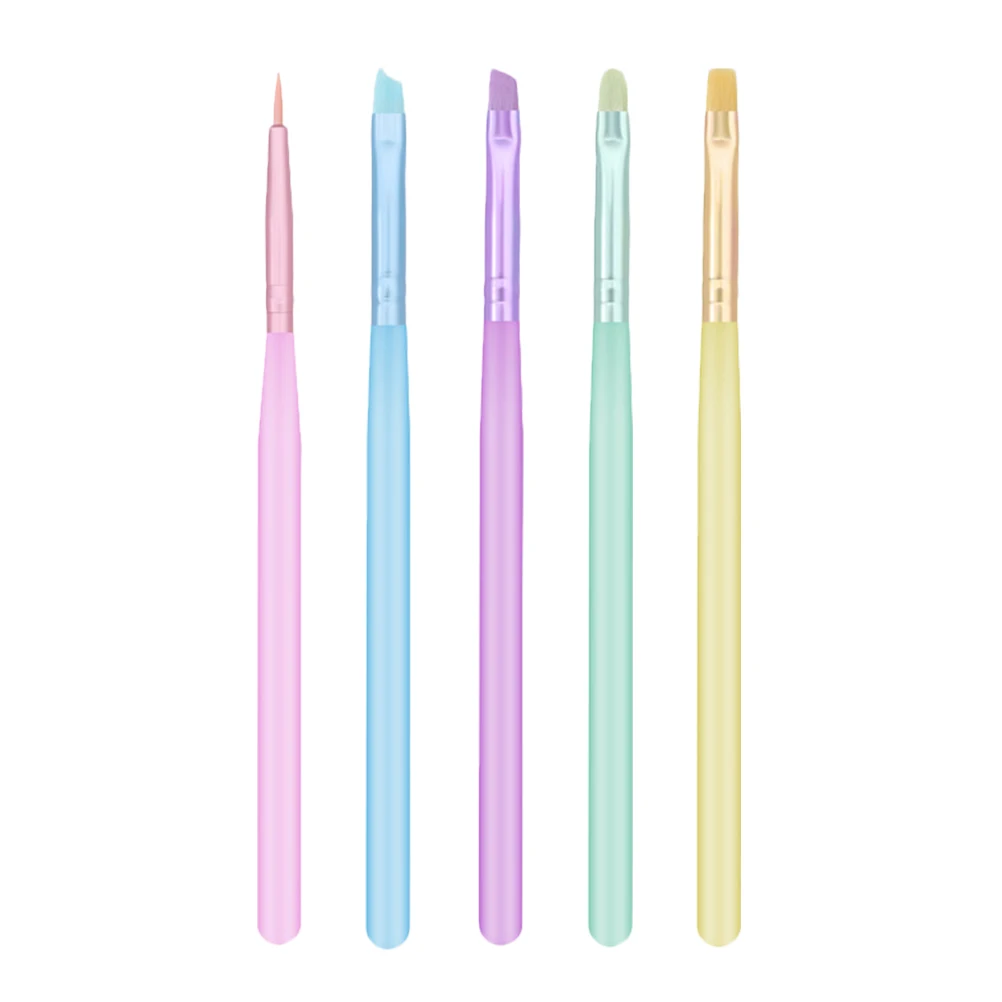 

5pcs Art Set Lightweight Durable Manicure Pens For Gel Diy Design Easy Hold Painting Tools Nail Brush Kit Home Salon Use Nail