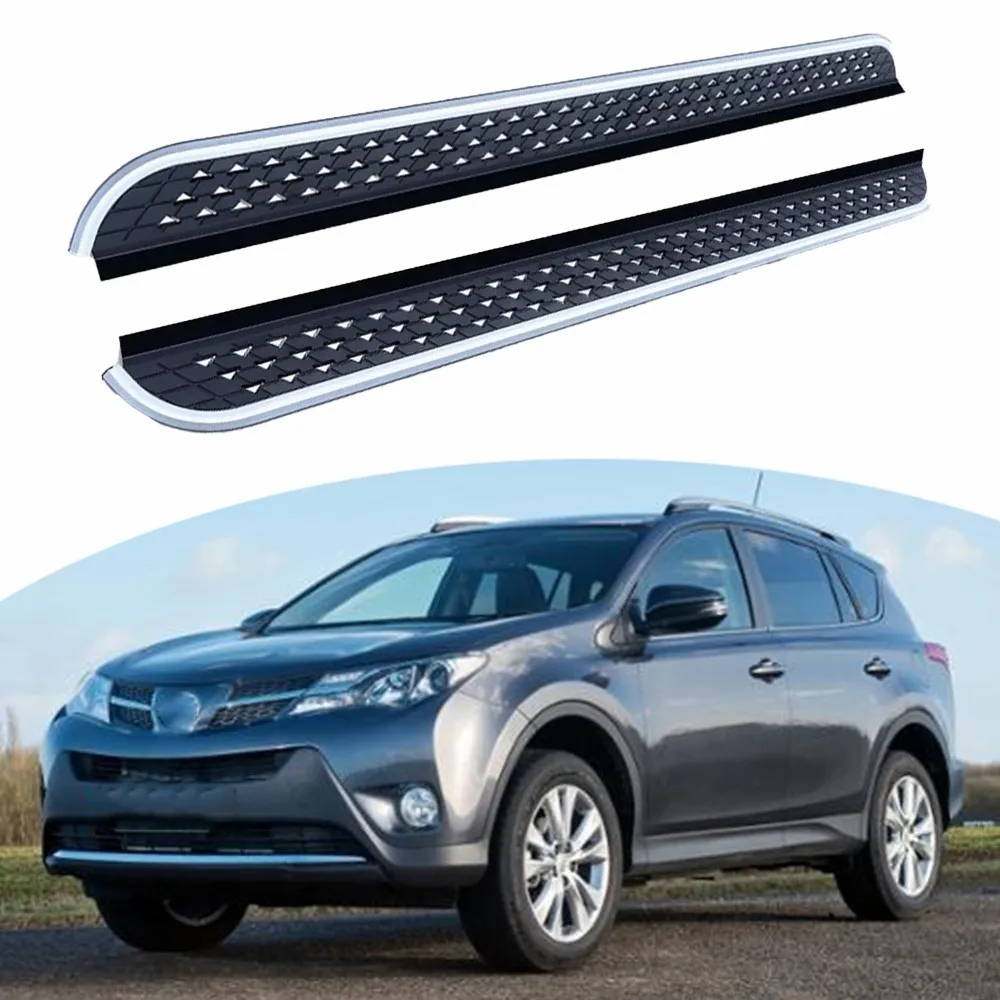 

2 шт. подножки, боковые ступеньки, подходят для Toyota RAV4 2013-2018, фиксированные педали, Nerf Bars, черный алюминий