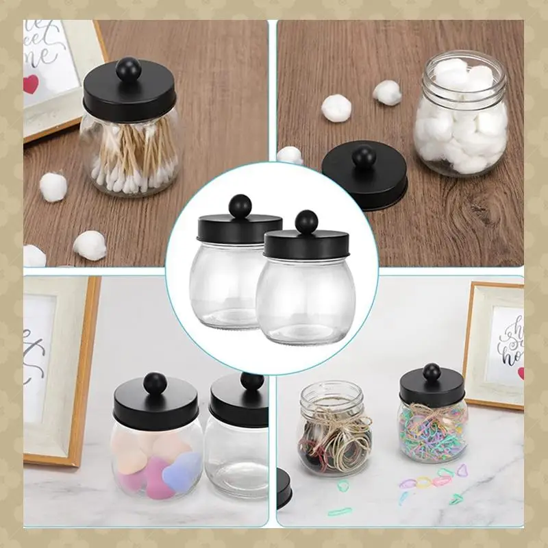 AB45 Set di ricambio per bagno 4 pezzi - Dispenser di sapone per lozione e 2 supporti per tamponi di cotone e portaspazzolino (nero)