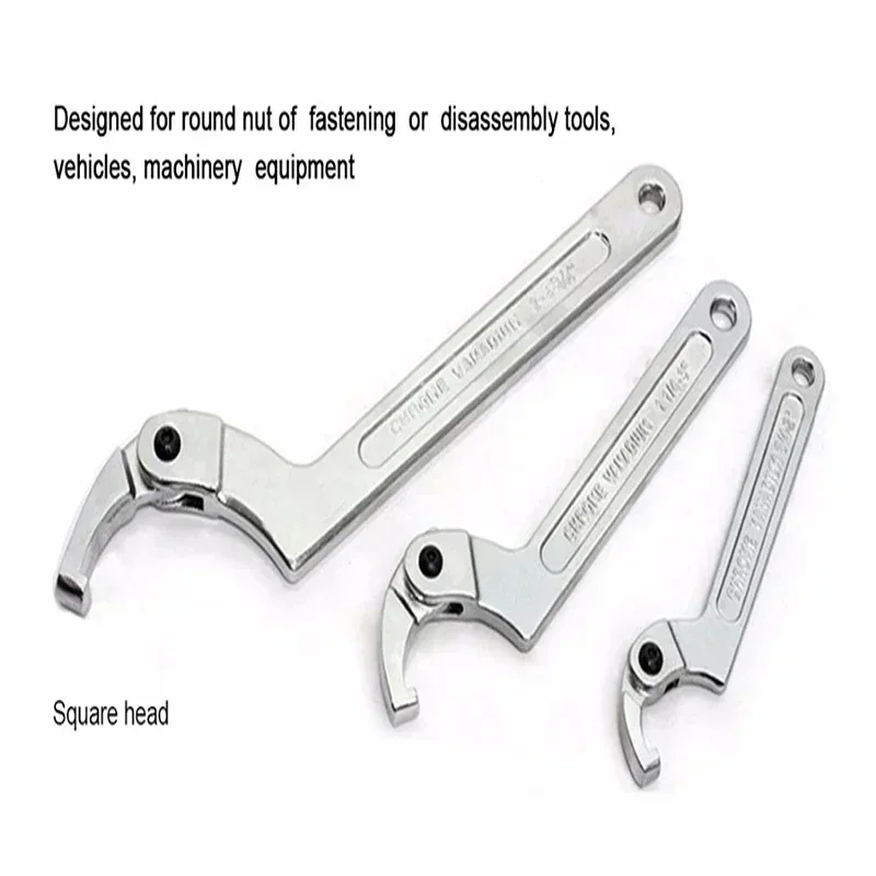 Square/Round Head Spanner CR-V Key for Round Bolt Hand Tools 19-51/32-76/51-120mm hand tools Adjustable Spanner Wrench Hook