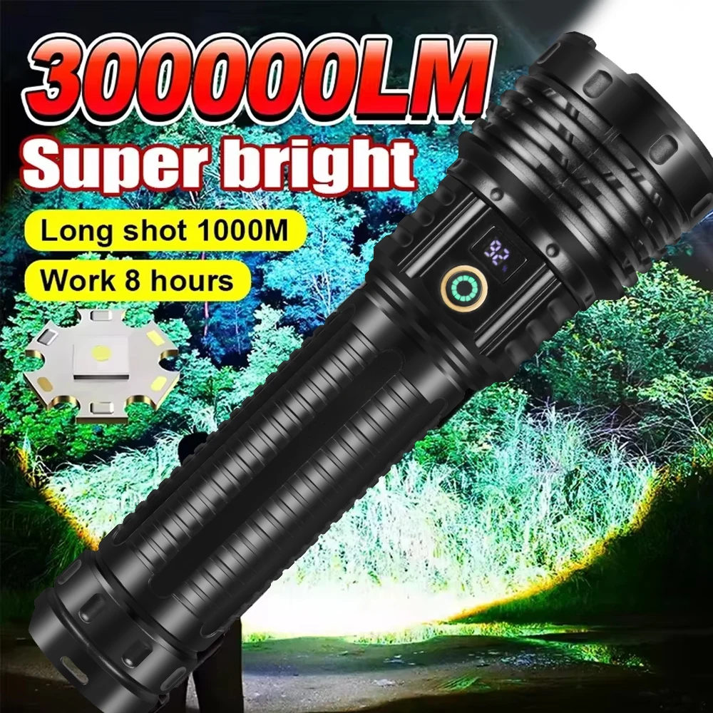 

Powerful LED COB Flashlight Battery Display USB Rechargeable Light Telescopic Zoom Torch Lamp Outdoor Camping Fishing Lantern