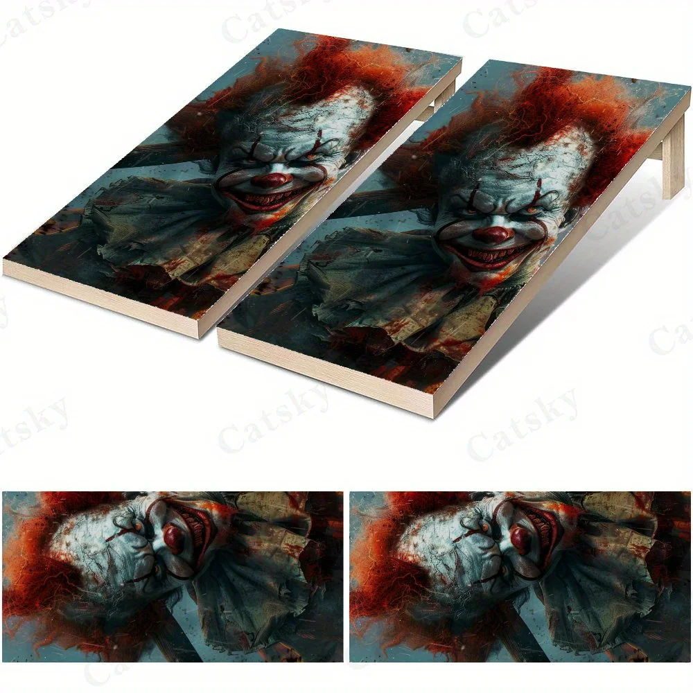 Horror Clown Image,Scary Art Decor,Thriller Theme,High Value! 2D Flat Vinyl Sandboard Stickers - Bubble-Free, Easy Application,