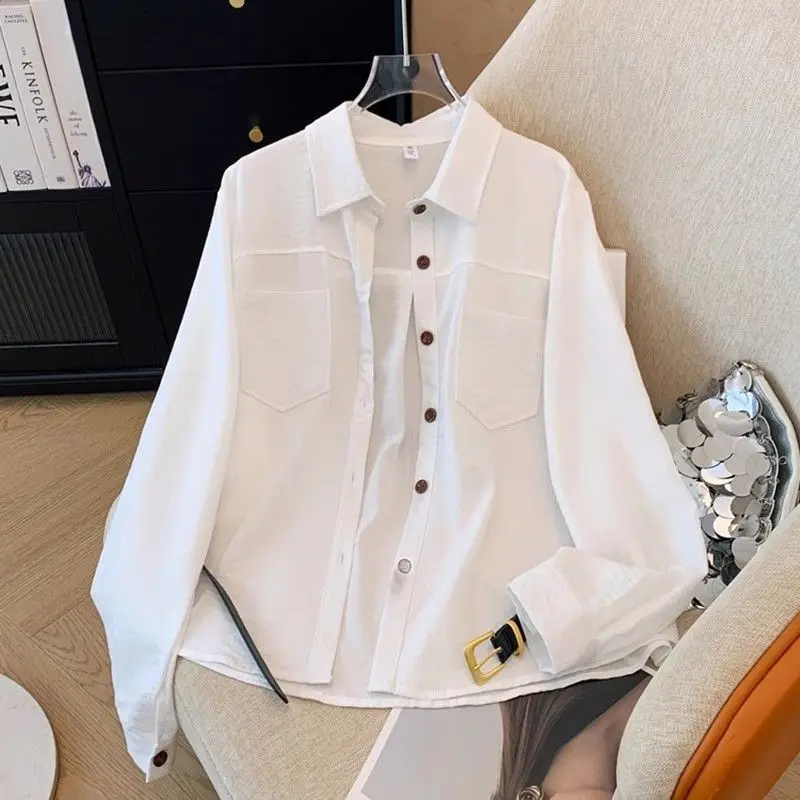 가을과 겨울용 벨트가 있는 폴로 칼라 긴팔 셔츠 여성용 다용도 슬림 싱글 브레스티드 탑