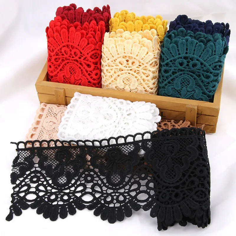 2 متر الجوف خارج الأزهار المطرزة شريطة من الدانتيل Apparel بها بنفسك الملابس الخياطة النسيج 10 سنتيمتر واسعة أسود أبيض الحرف اليدوية شريط الدانتيل