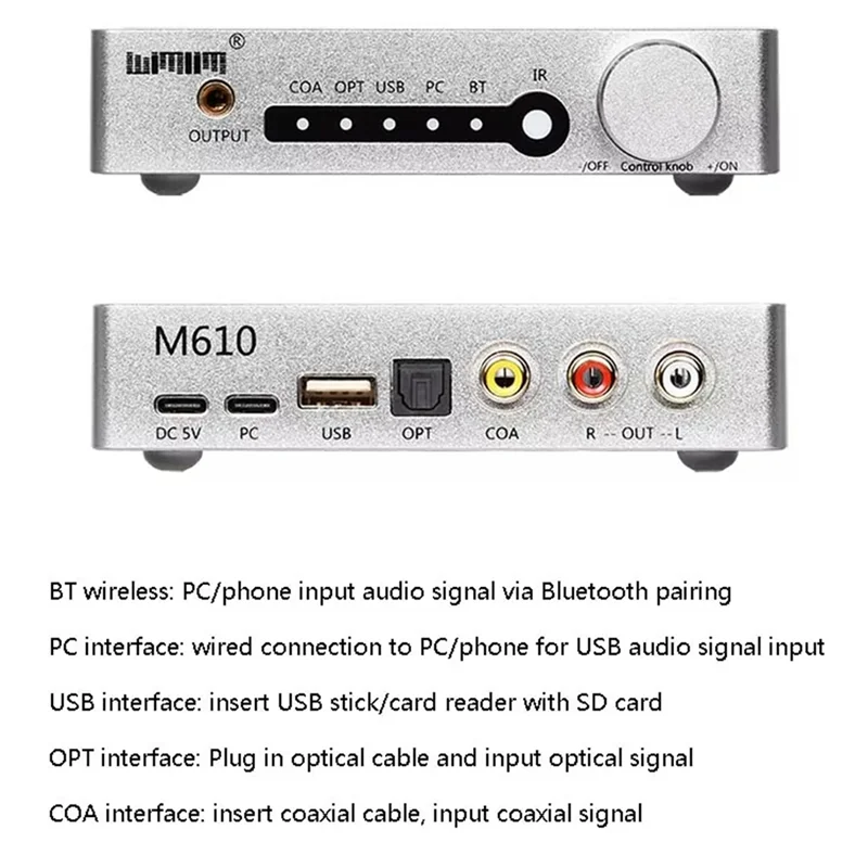 Decodificatore audio delicato Decodificatore disco U PCM1794 DAC 96Khz 24Bit Wireless Bluetooth 5.0 USB Riproduzione senza perdita