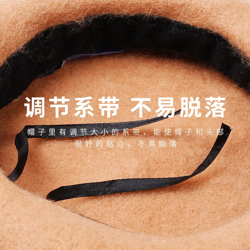 قبعة صوف جديدة للخريف والشتاء للسيدات كاجوال متعددة الاستخدامات من الصوف الدافئ قبعة رسام بريطاني حلوة ولطيفة