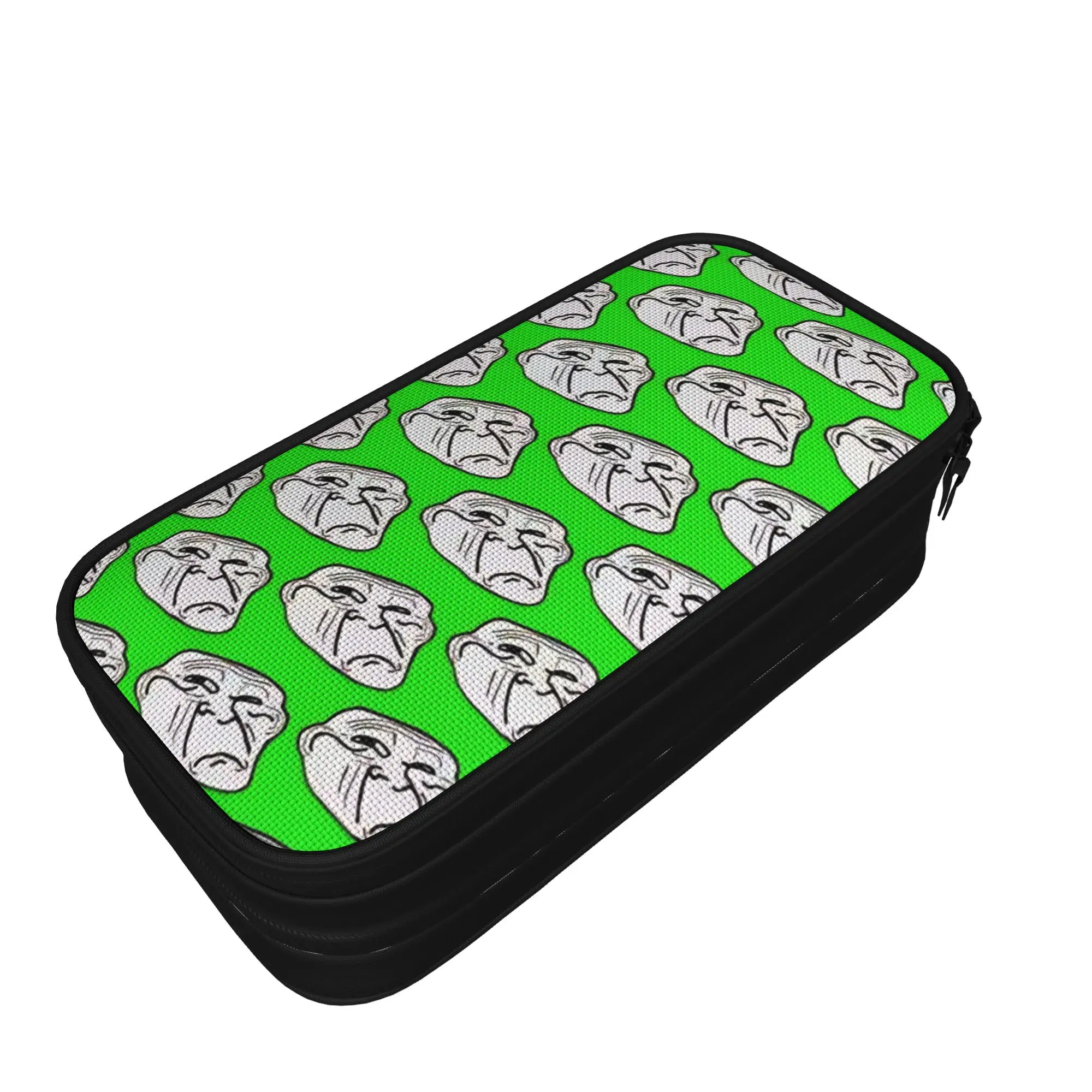 Cute Crying Troll Face Meme Funny Pencil Case Comic Humor Pencilcases Pen for Student Big Capacity Bag School Zipper Stationery