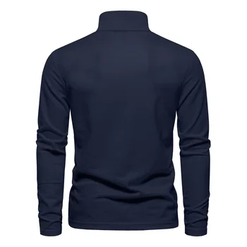 AIOPESON 2023 New Men's Deer Embroidery Polo Shirts Solid Color Long Sleeve Social Business Male 3