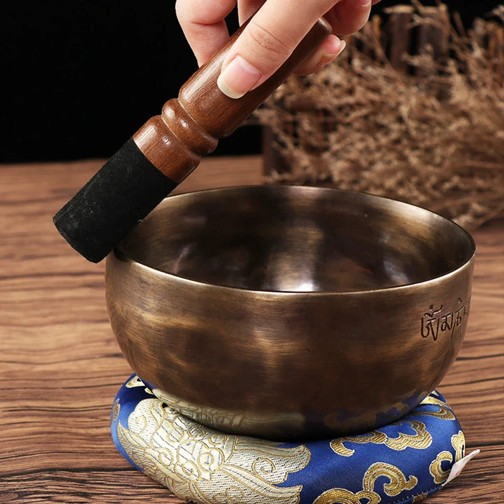 Singing Bowl Wooden Mallet Leather Stick 12/18 Cm Ibetan Buddha Sound Bowl Stick with Leather Head Buddhist Chakra Bowl